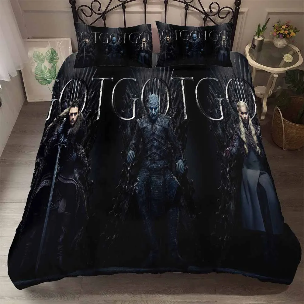 Набор постельного белья с 3D рисунком Yaoh/Snow/Daenerys Targaryen черный пододеяльник принтом