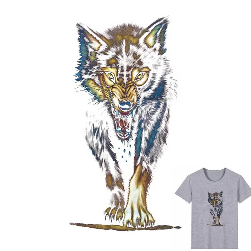 26*14cm Pressl Wolf Painted Iron On Patches Heat Thermal Transfer