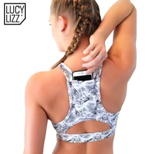 Lucylizz, Женский компрессионный мягкий спортивный бюстгальтер с карманом для телефона, бюстгальтер для йоги, спортивная одежда, эластичное нижнее белье для бега, спортивный бюстгальтер, Топ