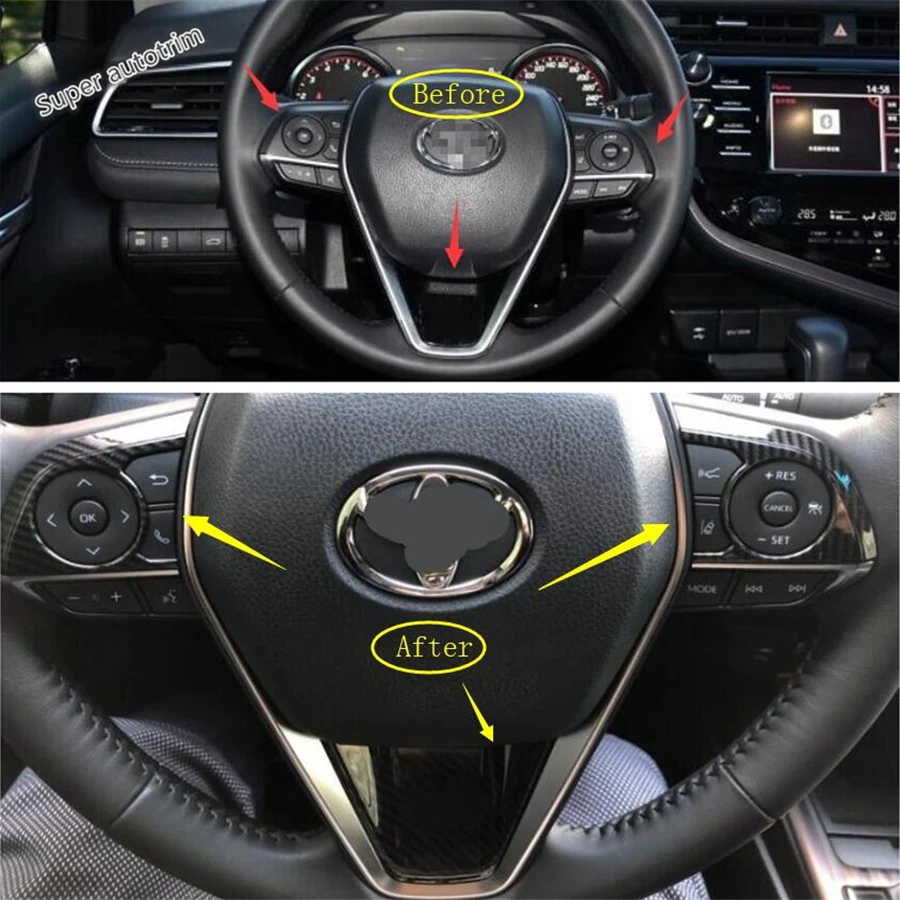 

Lapetus Steering Wheel Decoration Cover Trim ABS Accessories Interior Fit For Toyota Avalon 2019 / Red Matte Carbon Fiber Look