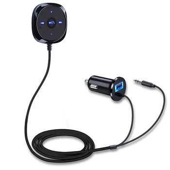 

New 3.5mm AUX Audio Music Receiver Adapter Handsfree Bluetooth Car Kit MP3 A2DP USB Charger For iphone Android Magnetic Base