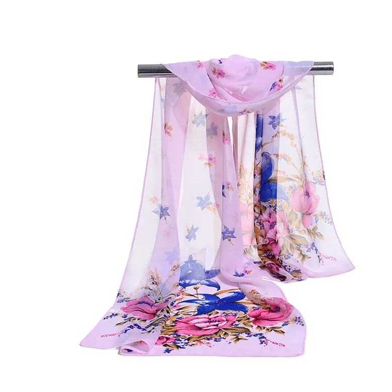 Новинка, корейский дизайн, цветочный шифоновый шарф, женский Шелковый платок, Женский демисезонный пятиконечный шарф со звездами и накидками - Цвет: 3
