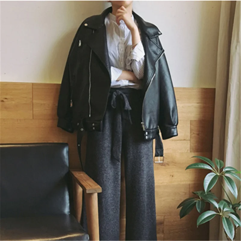 Femmes Manteaux Cuir down Et Black Lâche Turn En Manteau Moto Vestes Col D'hiver Nouvelles Pu Gagarich x4qIg5ax