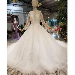 H & S свадебные Vestido де Novia Длинные рукава торжественное платье Кружева аппликации из бисера Свадебные платья халат de брак
