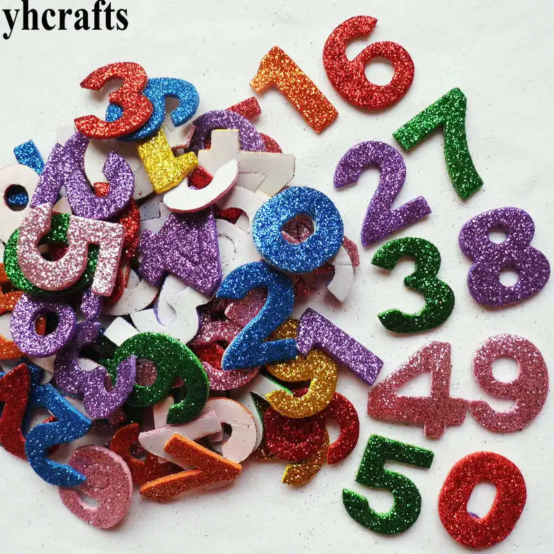 360PCS 4bags LOT 0 9 numbers Glitter foam stickers 10 design Scrapbooking kit Early educational Kindergarten