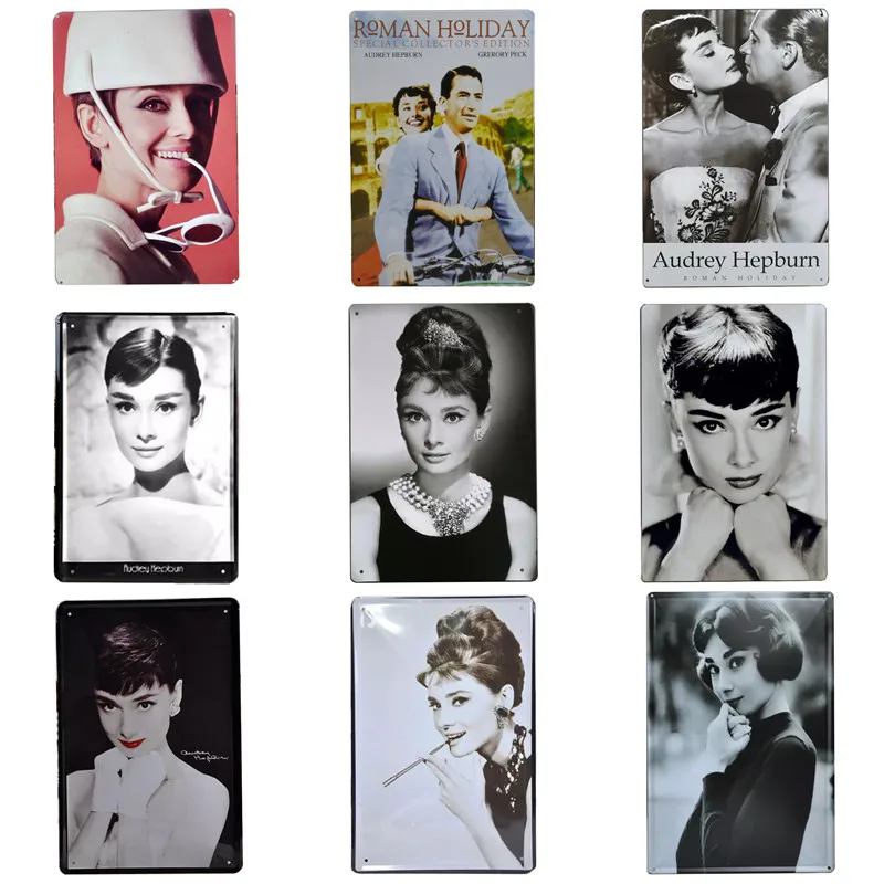 

30X20cm Audrey Hepburn Plaque Metal Poster Vintage Sign Home Bar Decoration Pin Up American Service Pub My Orders Restaurant H1
