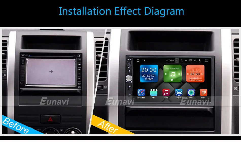 Best Eunavi 2 Din 7 inch Android 9.0 Car Radio Stereo Multimedia GPS Navigation TDA7851 WiFi Bluetooth 1024*600 touch Screen no dvd 24