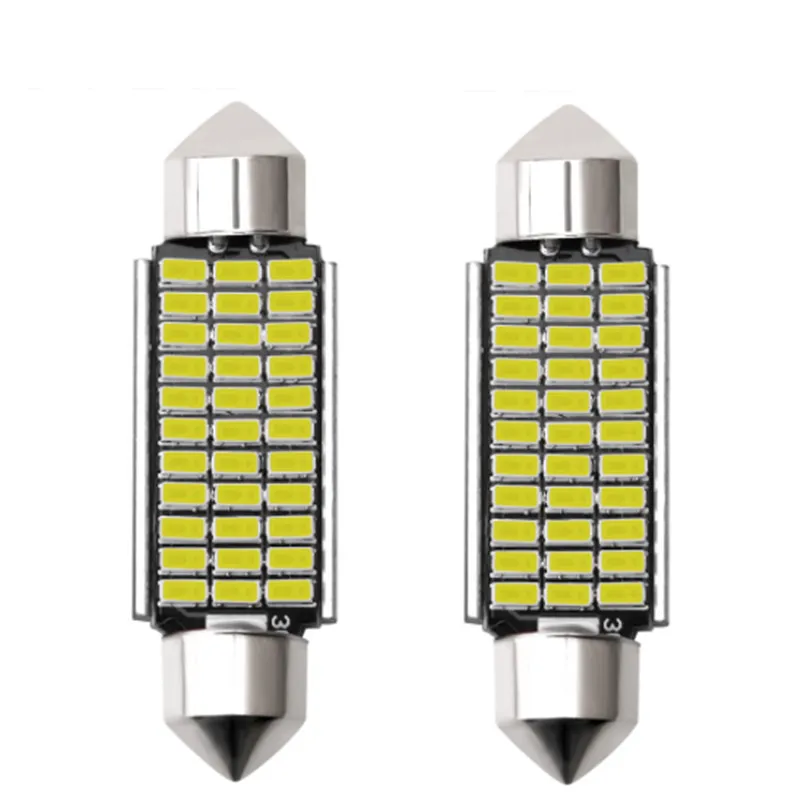 1 шт., 31 мм, 36 мм, 39 мм, 41 мм, Автомобильный светодиодный светильник C5W, внутреннее освещение, фестон, купольная дверная лампа 18 27 30 33 SMD 3014 Canbus, белые лампы 12 В постоянного тока