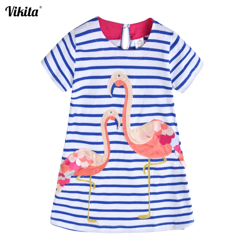 VIKITA; Vestidos; летнее платье для девочек; платье принцессы с единорогом; детские костюмы с героями мультфильмов; детская одежда; платья для девочек с фламинго