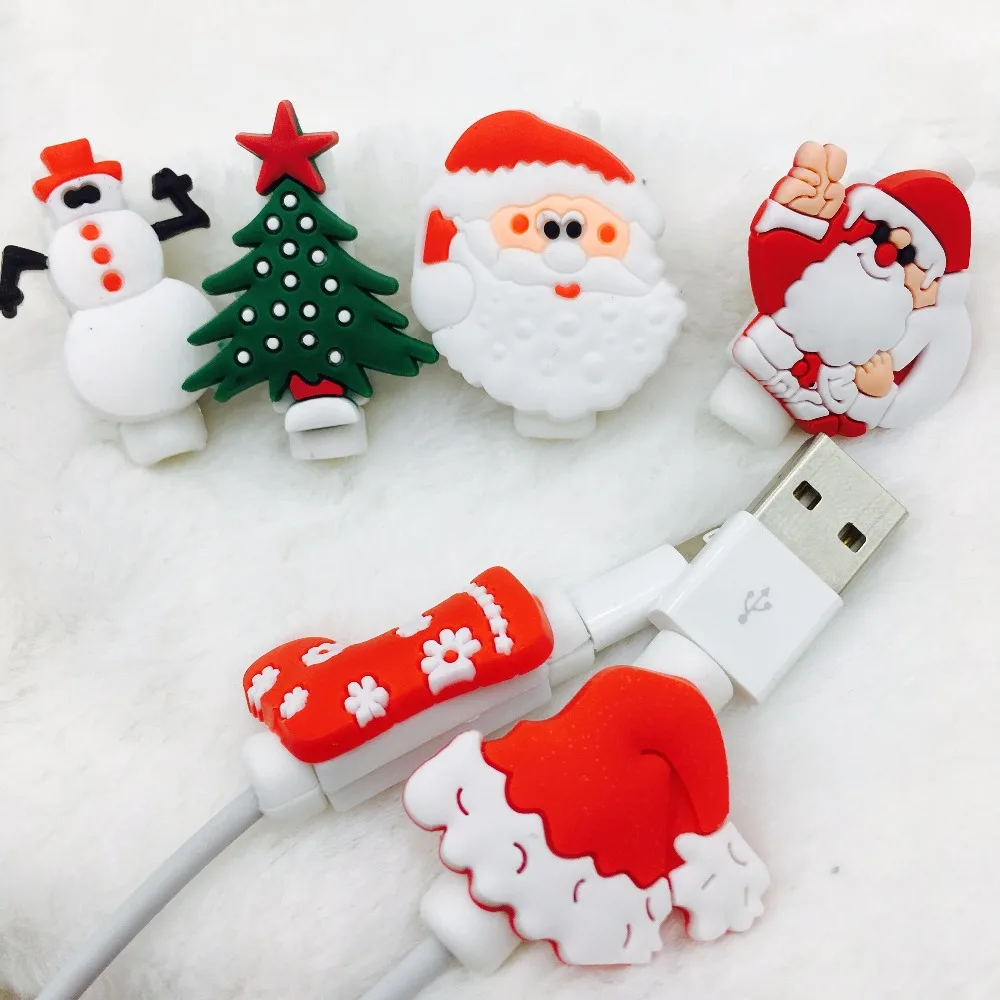 Рождественский стиль USB зарядное устройство кабель протектор чехол провод для наушников рукав провода крышка линия данных протектор для iphone/samsung/huawei