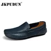 JKPUDUN Men Shoes Luxury Brand Genuine Leather Casual Driving Shoes Men Loafers Moccasins Slip on Italian Shoes for Men Big Size