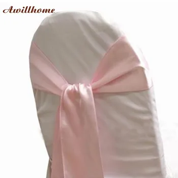 

FREE SHIPPING 100 pcs pink wedding chair sash chair band satin chair sashes satin band