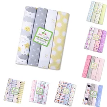 Buy 100%cotton flannel baby blanket 4pcs/pack receiving newborn colorful cobertor baby bedsheet 102x76cm Free Shipping