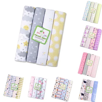 

Summitkids New 4pcs/pack 100%cotton Flannel Blanket Baby Swaddle For Baby Blankets Newborn children bedsheet supersoft blanket
