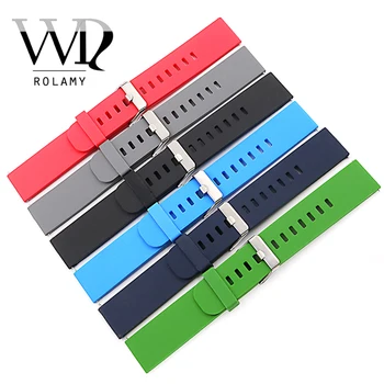 

Rolamy 18 20 22mm Watch Band Strap Waterproof Silicone Rubber For Samsung Galaxy Gear&MOTO 360 2nd&Ticwatch 2 WatchBand Belt
