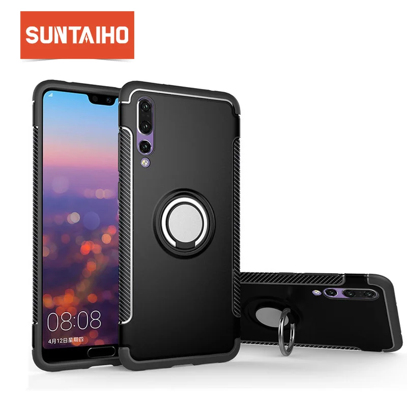 Suntaiho противоударный чехол для телефона с кольцом на палец Huawei P20 Pro задняя крышка