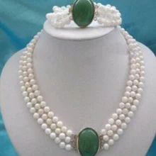 wholesale_jewelry_wig$3 Ряда 7-8 мм Белый Жемчуг+ застежка браслета ожерелья