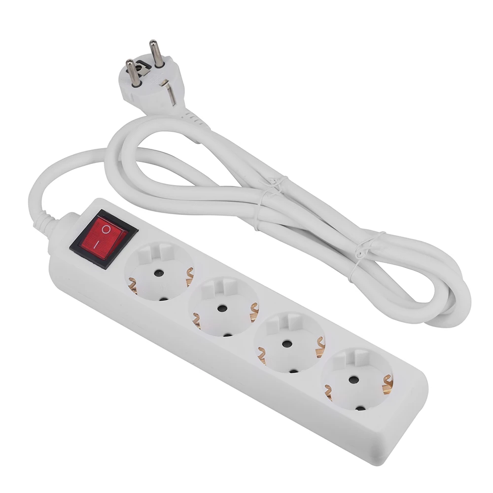ЕС Plug Smart разъем 4 Розетки сетевого адаптер газа 250 В 16A с 1.5 м кабель-удлинитель