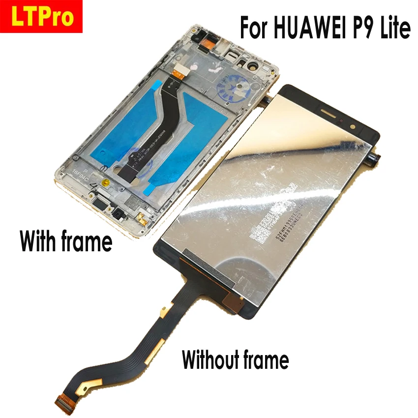 

LTPro Top Quality Tested Working LCD Display Touch Screen Digitizer Assembly or +Frame For Huawei P9 Lite VNS-L21 Phone Parts