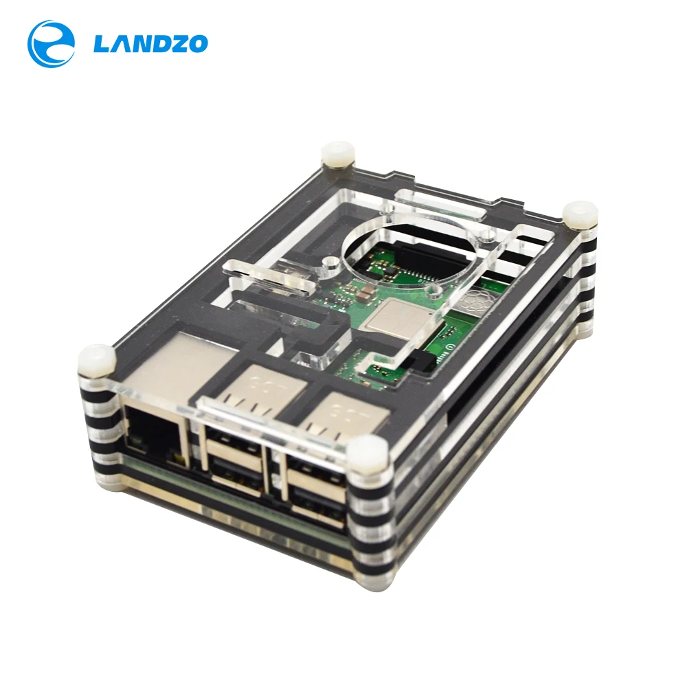 Чехол для Raspberry Pi 3 B + 9 слоев акриловая коробка черный чехол +(plus) 2018 Model