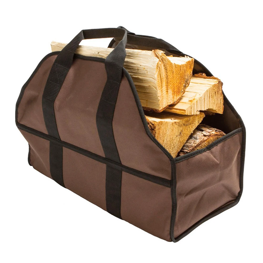 

Waxed Canvas Firewood Storage Bag Outdoor Tool Camping Hiking Picnic Package Carriers for Fireplace Birchwood Garden Organizer