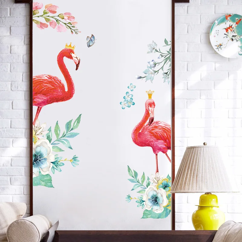Фламинго водонепроницаемые наклейки на стену украшение двери крыльцо наклейки на экран Спальня Гостиная наклейки на стену домашний декор