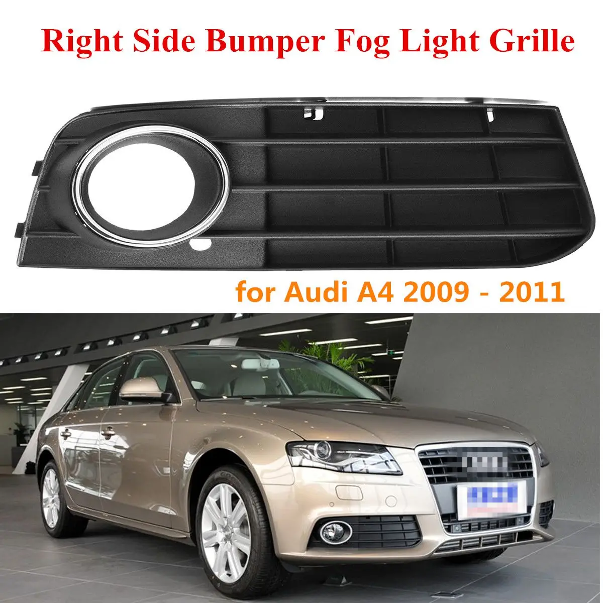 

Rignt Bumper Fog Light Grilles Non-sline For Audi A4 B8 A4L 2009 2010 2011