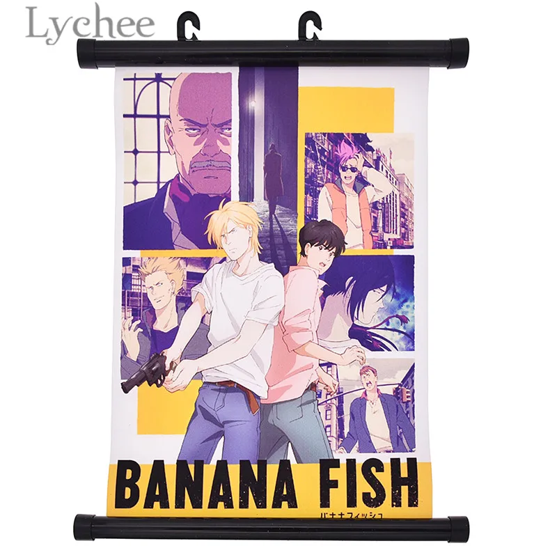 Lychee Life Japanese Anime Banana Fish Scroll Poster Cartoon Wall Scroll Painting Home Bedroom Decoration Anime Fans Collection