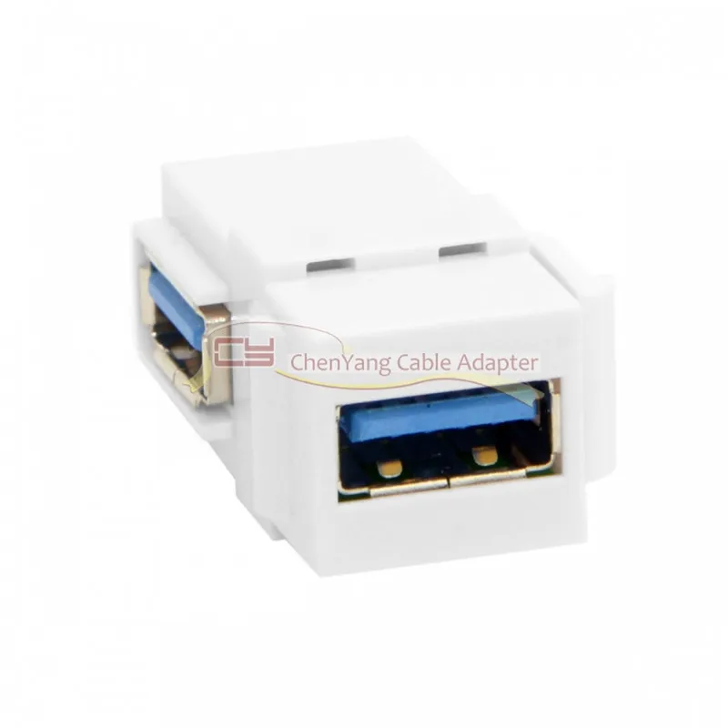 90 Degree Right Angled USB 3.0 A Female to A Female Keystone Coupler Jack Extension Adapter for Wall Plate Panel