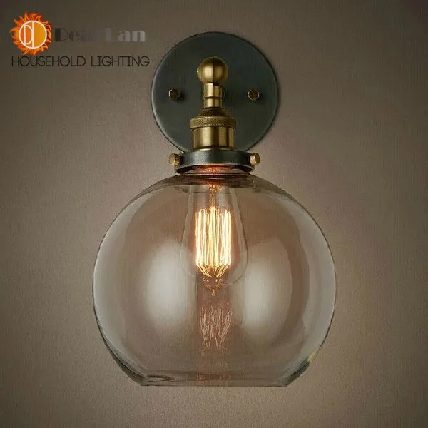 Vidro da Lâmpada de Parede do Vintage Lâmpada de Parede de Ferro Luzes de Parede de Cabeceira Vintage Moderno Breve Cabeceira Estilo Americano Retro Âmbar E27 Bk-50 2 Vintage moderno Breve Cabeceira Vidro da Lâmpada