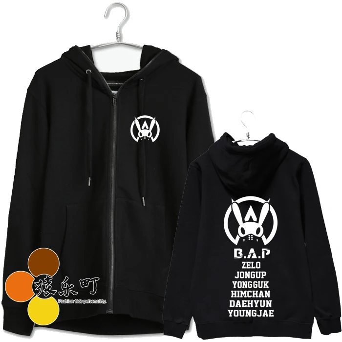Осенне зимняя куртка с капюшоном kpop bap b.a.p bad man худи принтом названия всех