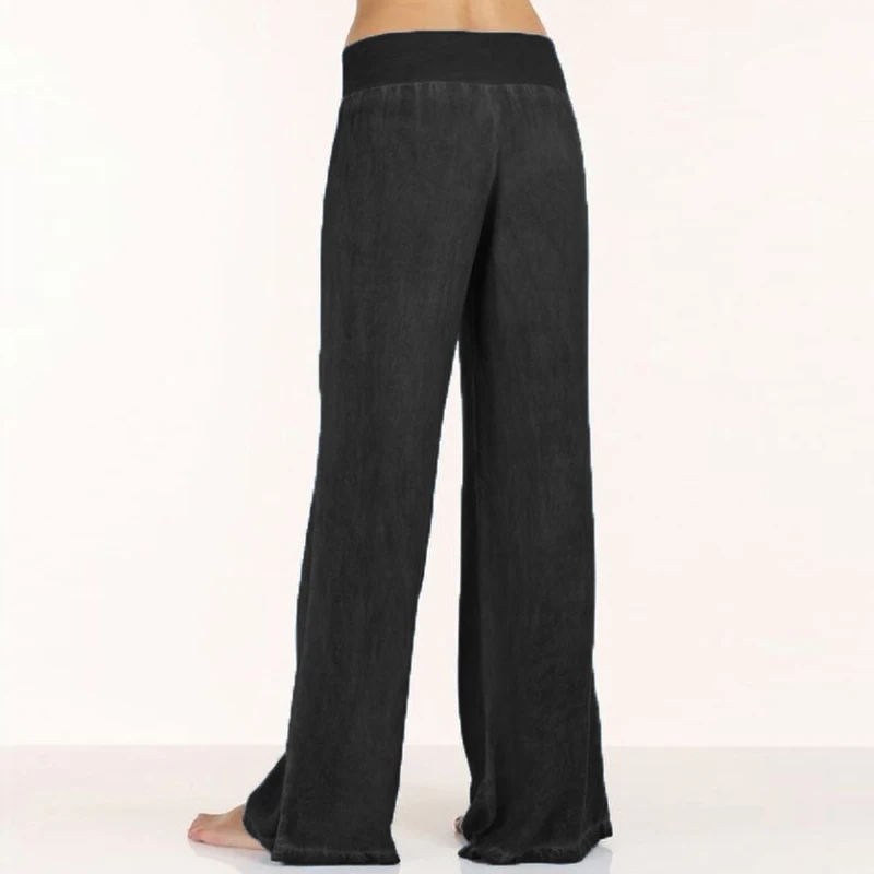 Брюки размера плюс S-4XL, женские длинные штаны-шаровары с высокой талией, повседневные свободные плиссированные джинсовые штаны синего и черного цвета, широкие брюки, Вечерние брюки Palazzo