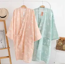Cotton Bathrobes Kimono Spa Robe Women Pajamas Japanese Kimono Yukata Traditional Japanese Clothing Lounge Home Clothing 72401