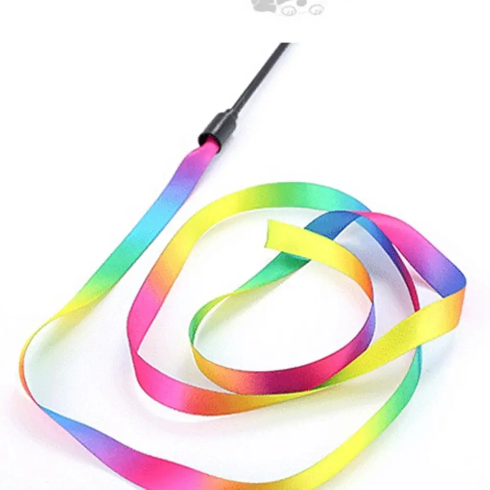 

Funny Cat Toy Rainbow Cloth Strip Thin Rod Funny Cat Rod Cat Toy Plush with Bells Funny Cat Pole