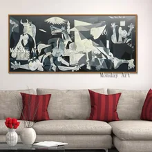 High Quality handpainted Spain France Picasso Classic Guernica 1937 Germany Figure Canvas Painting Wall Picture for living room oppler picasso s guernica cloth