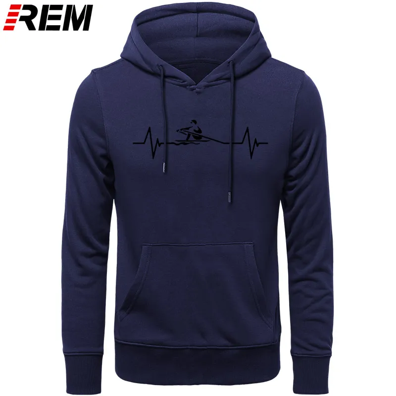 REM новые Heartbeat гребли толстовки мужские с длинным рукавом Мода Каякинг o-образным вырезом мужские забавные каноэ Толстовки, Толстовки - Цвет: NAVY BLACK