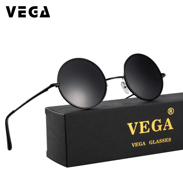 vega polarized 80s 90s retro round glasses men women metal round