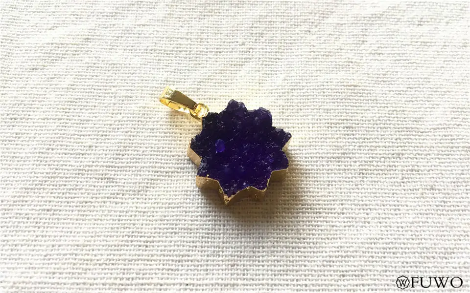 Natural Druzy Flower Pendant 17