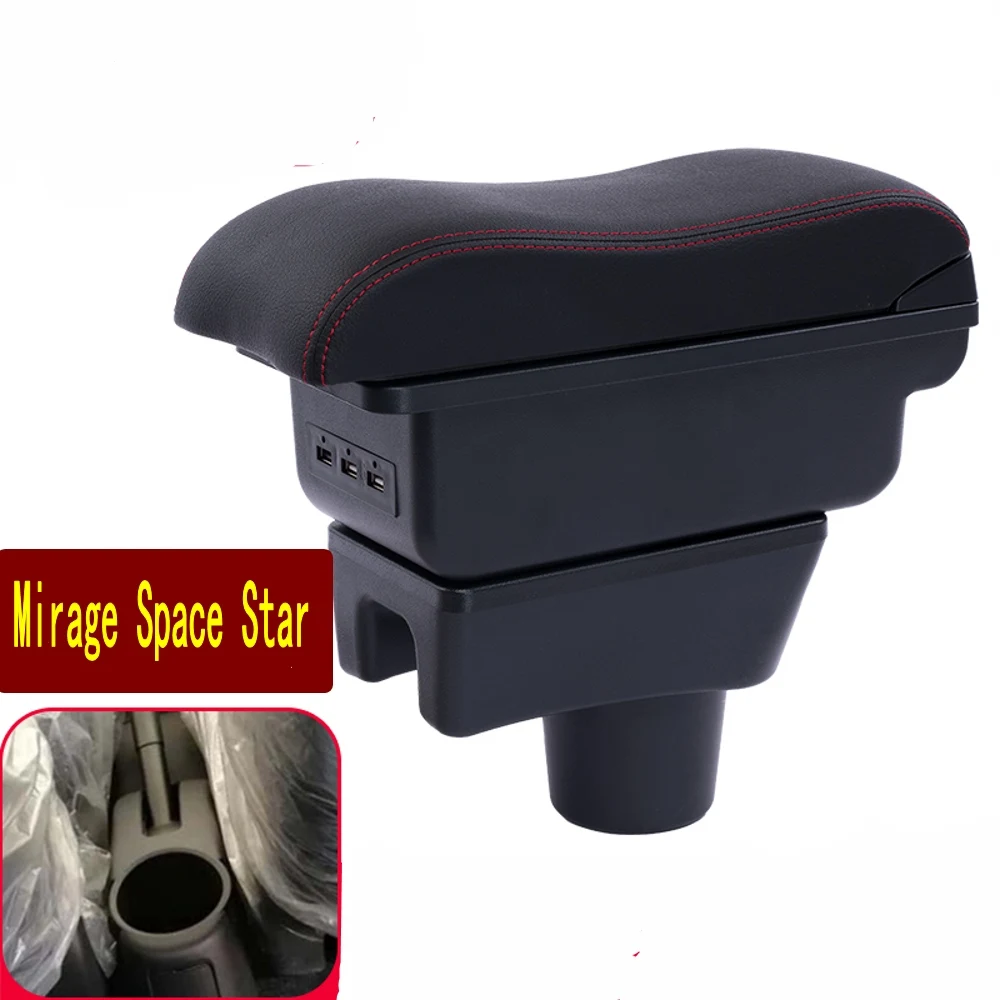 

For Car Mitsubishi Mirage Space Star Armrest Box Car Center Console Storage Space Case Elbow Rest with Cup Holder USB Interface