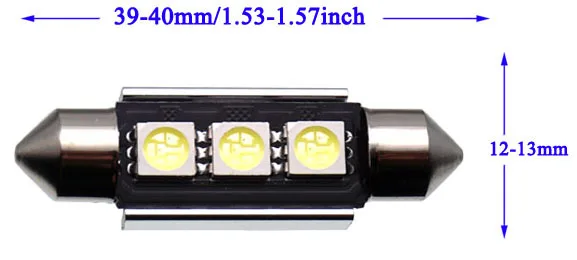 C5W W5W BA9S Автомобильный светодиодный светильник 31 мм 36 мм 39 мм 41 мм C10W автомобильный интерьерный светильник CANBUS без ошибок фестон купол лампа для чтения - Испускаемый цвет: 1pcx39-40mm 3smd