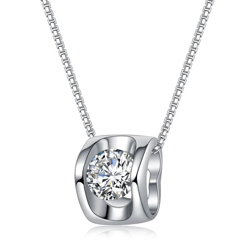 

Trendy Jewelry Women Fashion Necklace Genuine 925 Sterling Silver Cut Necklace Pendant Korea Style Tiny Cubic Zirconia Pendantt