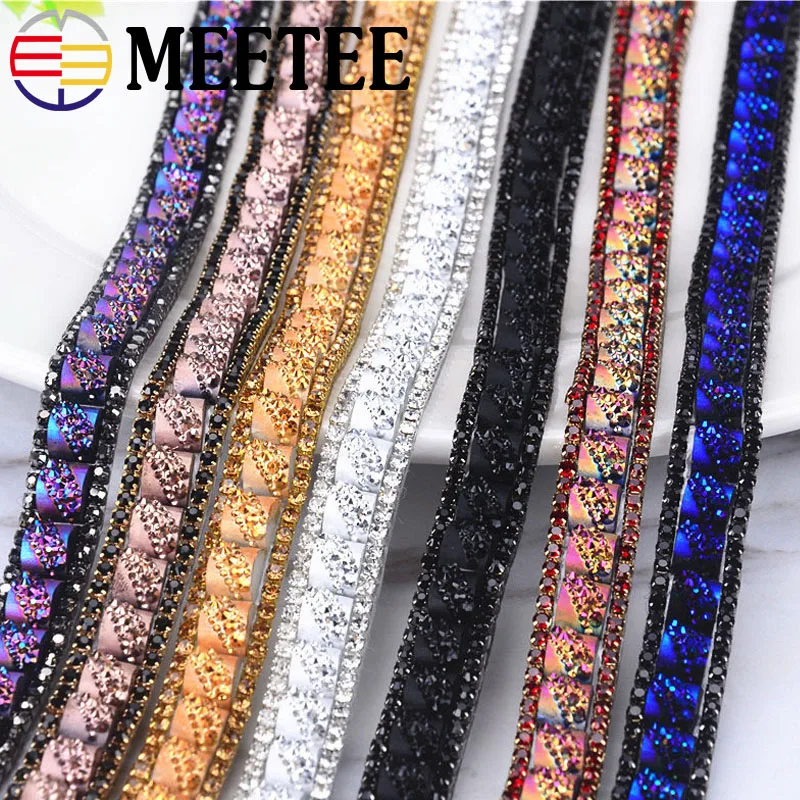 

1Yard Rhinestons Lace Trims Iron on Crystal Chain Lace Ribbons Wedding Bridal Dress Lace Applique Sewing Accessories Party Decor