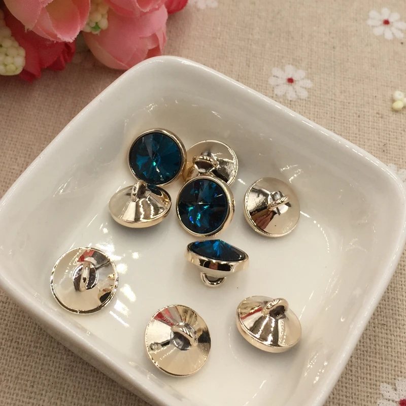 

Home & Garden Sewing accessories peacock blue FC508 satellite acrylic crystal diamond sweater shirt buttons jeans button 12mm