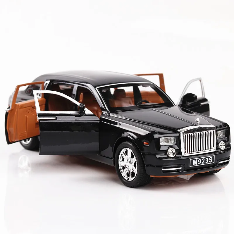 

1:24 Diecast Alloy Car Model Rolls Royce Phantom Metal Toy Car Wheels Simulation Sound Light Pull Back Car Collection Kids Gift