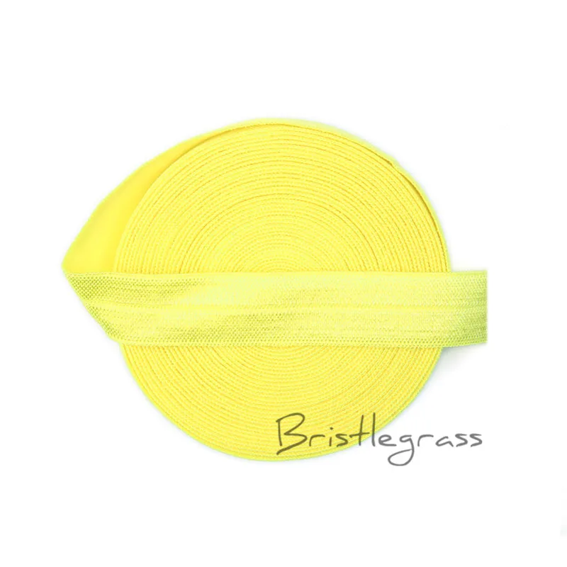 

BRISTLEGRASS 5 Yard 5/8" 1.5cm Lemon Color FOE Foldover Elastics Spandex Satin Kid Hairband Headband Lace Trim DIY Sewing Notion