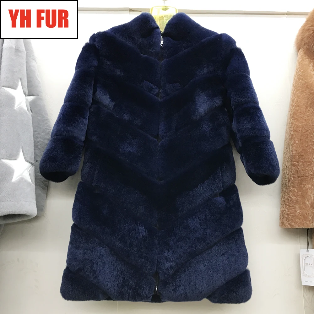 

2019 New Fashion Women Rex Rabbit Fur Coat 100% Natural Fur Long Rex Rabbit Fur Jacket Winter Warm Lady Rex Rabbit Fur Outerwear