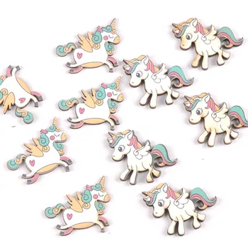 

20Pcs mix Single-horned horse wood slices DIY Craft Scrapbooking Accessories for Home Decor Unfinished wooden Ornament m2181