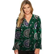 African print blouse women african V-Neck shirt full sleeved Ankara tops fashion African clothing