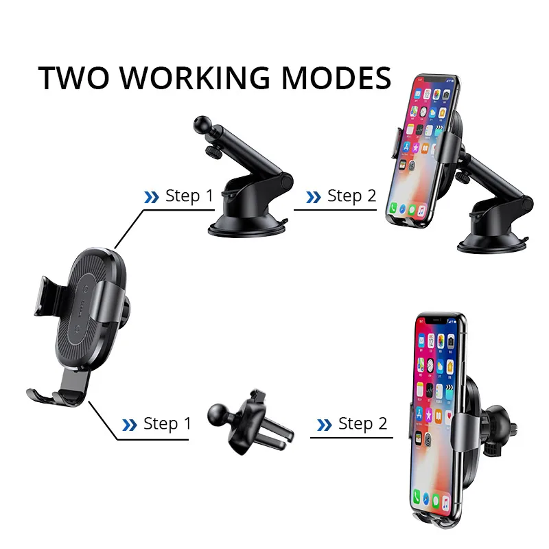 Baseus تشى سيارة لاسلكي شاحن آيفون XS ماكس X سامسونج S10 سريعة سيارة شاحن لا سلكي سنادات بالسيارة حامل هاتف المحمول