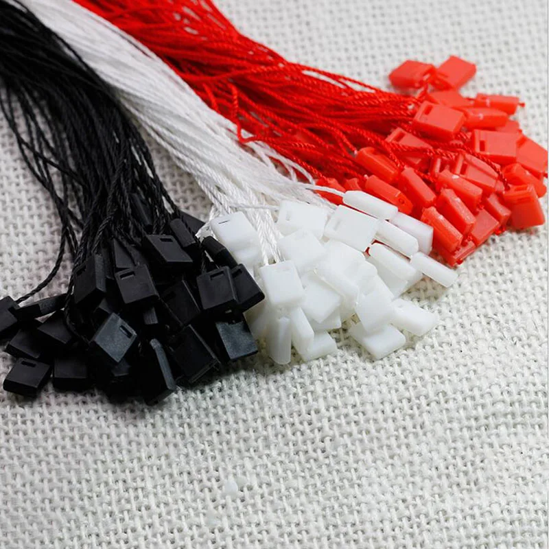 

100pcs Clothing Tag Rope Clothes Lanyard Single Hand Wearing Rope Hanging Grain Plastic Square Buckle Label Polyester Rope
